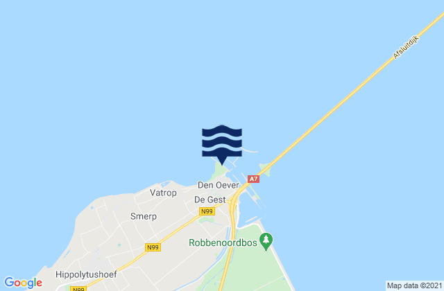 Den Oever, Netherlandsの潮見表地図
