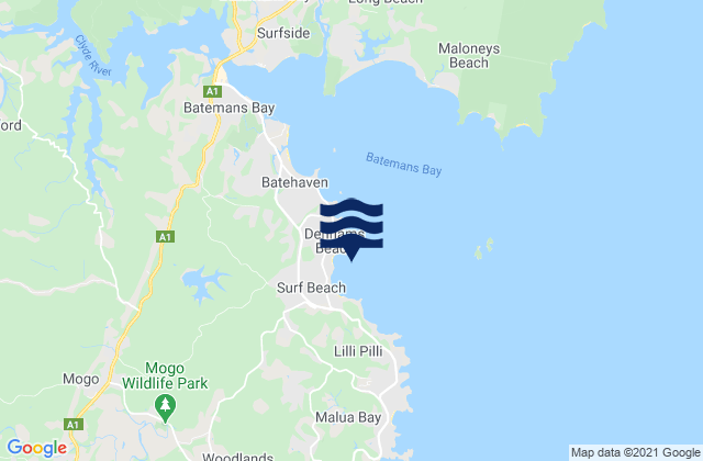 Denhams Beach, Australiaの潮見表地図