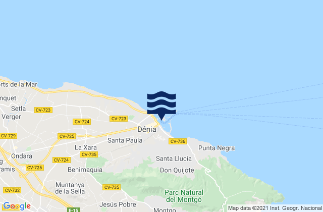 Denia Port, Spainの潮見表地図
