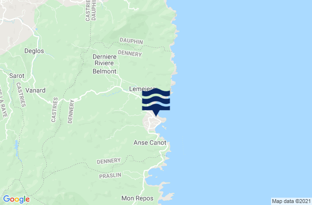 Dennery, Saint Luciaの潮見表地図