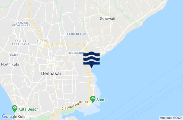 Denpasar, Indonesiaの潮見表地図