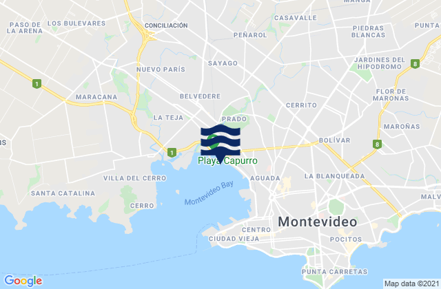 Departamento de Montevideo, Uruguayの潮見表地図
