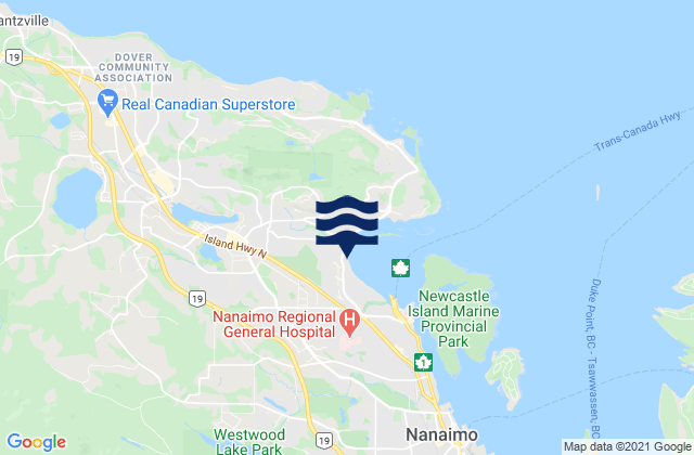 Departure Bay, Canadaの潮見表地図