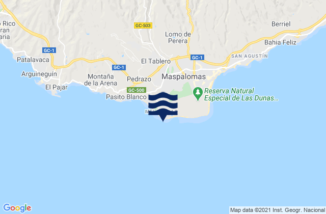 Derecha del Faro, Spainの潮見表地図