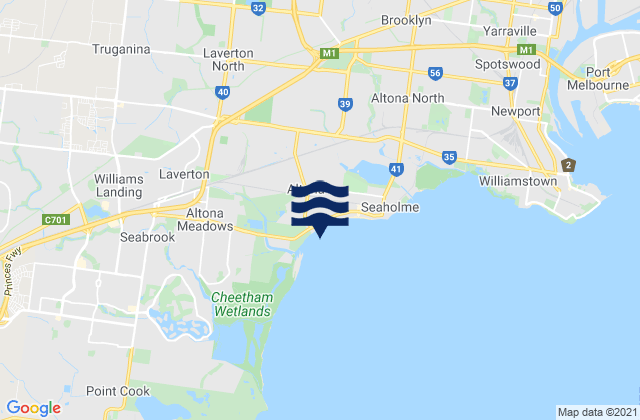 Derrimut, Australiaの潮見表地図