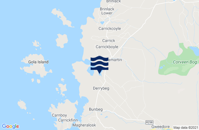Derrybeg, Irelandの潮見表地図