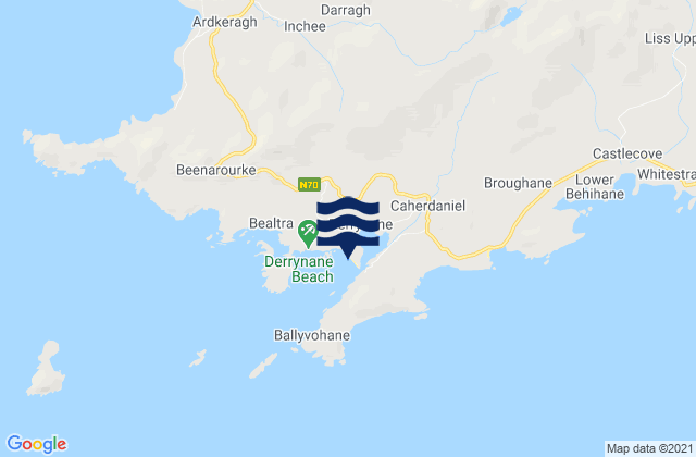 Derrynane Beach, Irelandの潮見表地図