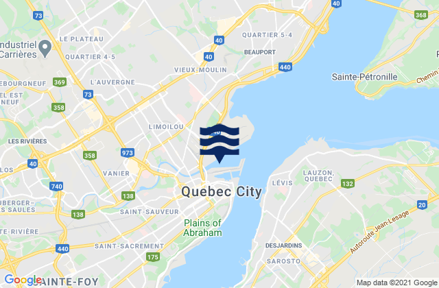 Deschaillons, Canadaの潮見表地図