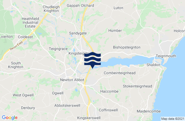 Devon, United Kingdomの潮見表地図