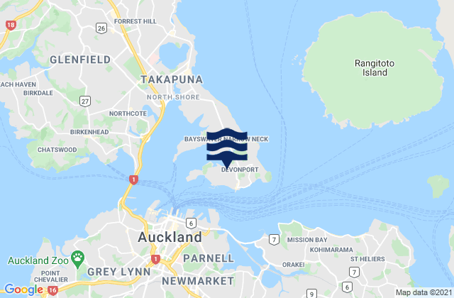Devonport Beach, New Zealandの潮見表地図