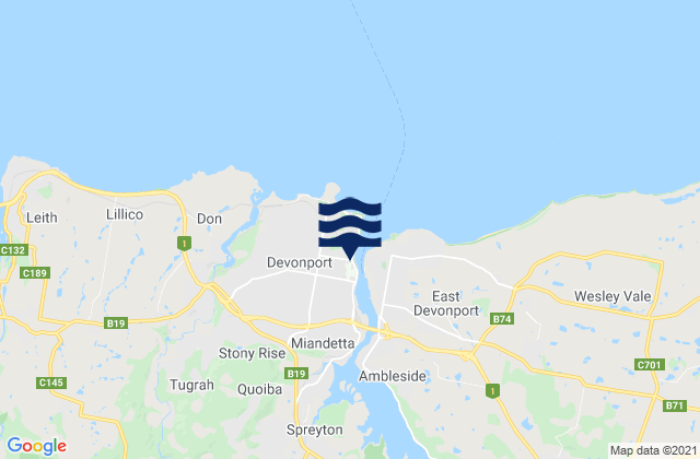 Devonport, Australiaの潮見表地図