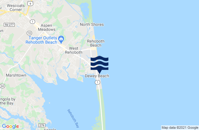 Dewey Beach, United Statesの潮見表地図