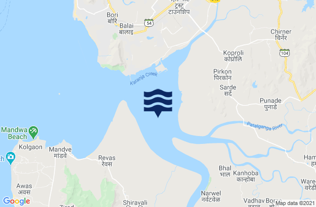 Dharamtar Creek, Indiaの潮見表地図