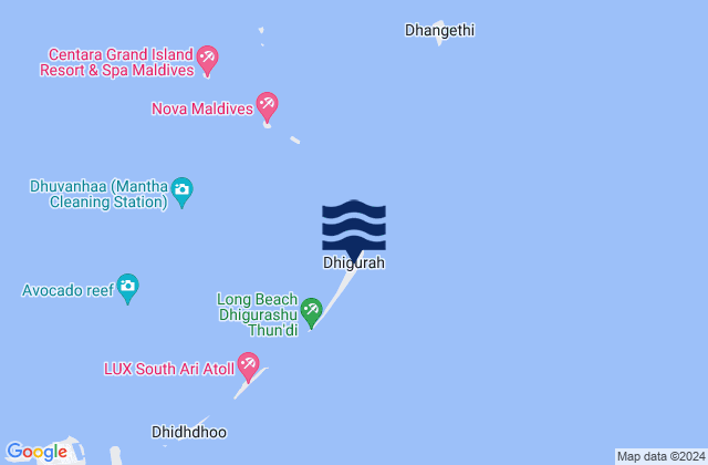 Dhigurah, Maldivesの潮見表地図