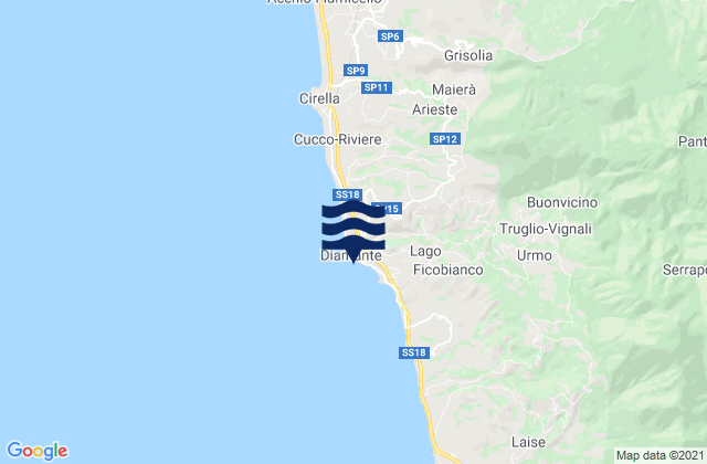 Diamante, Italyの潮見表地図