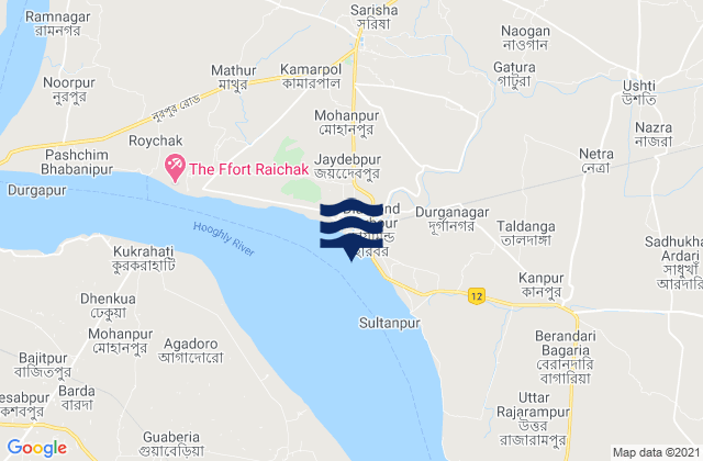 Diamond Harbor Hooghly River, Indiaの潮見表地図