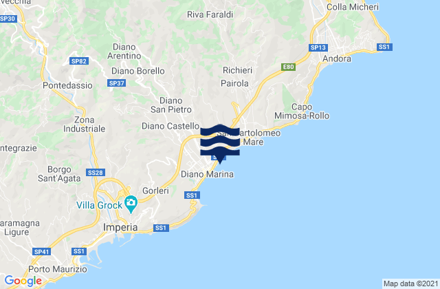 Diano Castello, Italyの潮見表地図