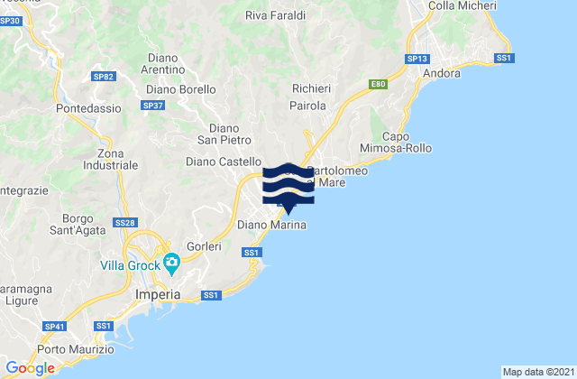 Diano Marina, Italyの潮見表地図