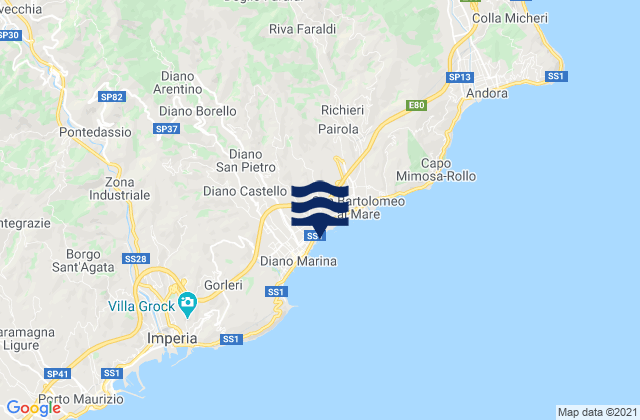 Diano San Pietro, Italyの潮見表地図