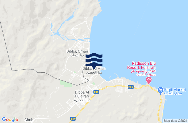 Diba, Iranの潮見表地図