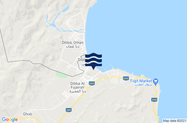 Dibba Al-Fujairah, United Arab Emiratesの潮見表地図