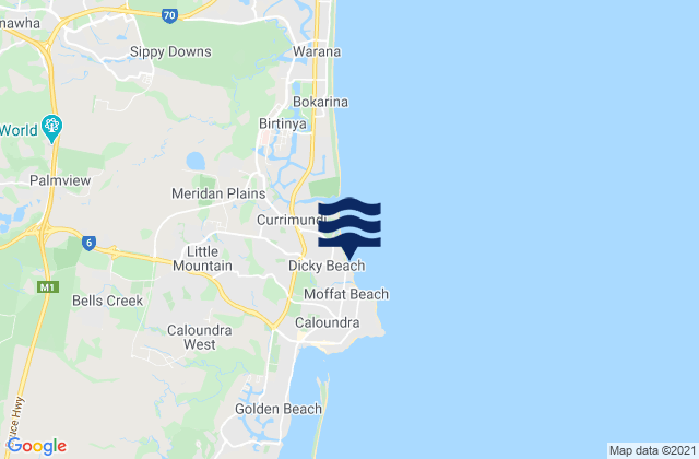 Dickey Beach, Australiaの潮見表地図