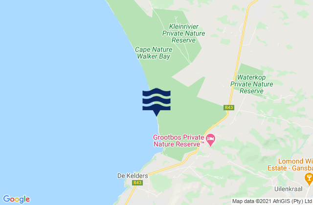 Die Plaat, South Africaの潮見表地図