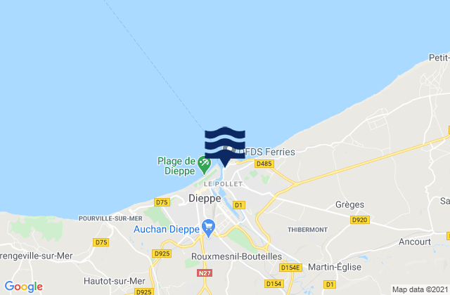 Dieppe Port, Franceの潮見表地図