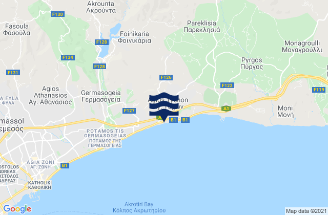 Dieróna, Cyprusの潮見表地図