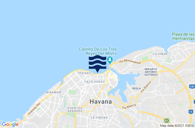 Diez de Octubre, Cubaの潮見表地図
