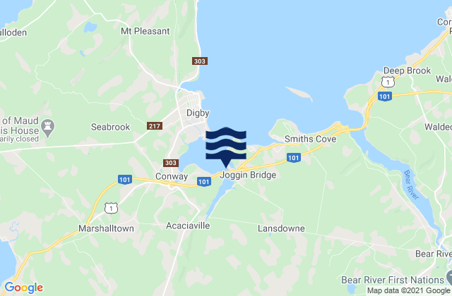 Digby County, Canadaの潮見表地図