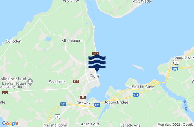 Digby, Canadaの潮見表地図