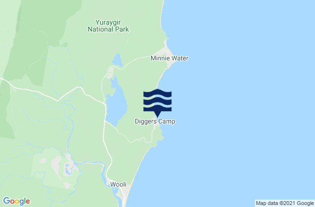 Diggers Camp Beach, Australiaの潮見表地図