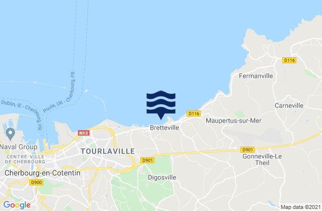 Digosville, Franceの潮見表地図