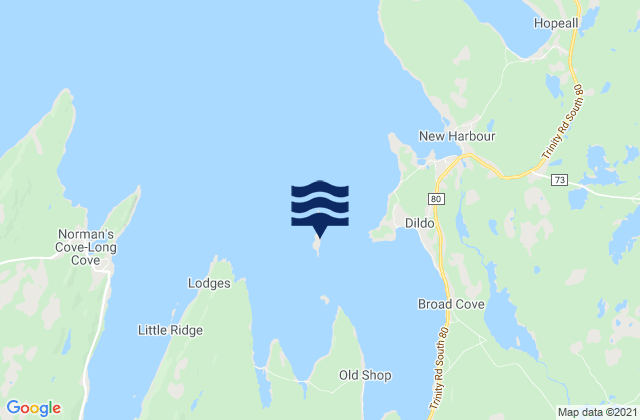 Dildo Island, Canadaの潮見表地図