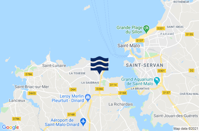 Dinard, Franceの潮見表地図