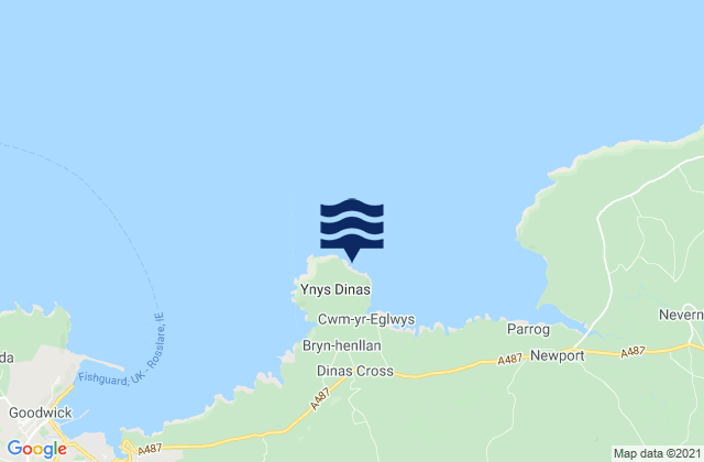 Dinas Head, United Kingdomの潮見表地図