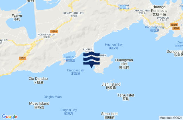 Dinghaicun, Chinaの潮見表地図