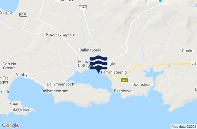 Dingle, Irelandの潮見表地図