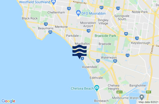 Dingley Village, Australiaの潮見表地図
