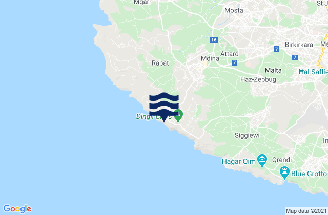 Dingli, Maltaの潮見表地図