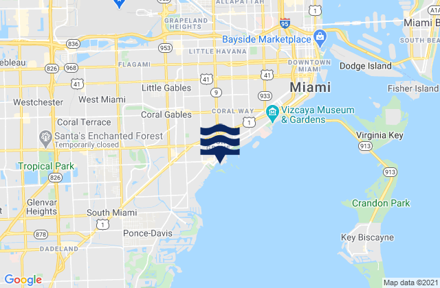 Dinner Key Marina Biscayne Bay, United Statesの潮見表地図