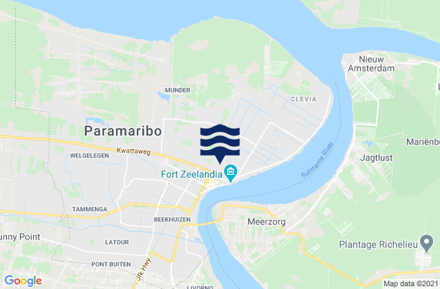 Distrikt Paramaribo, Surinameの潮見表地図
