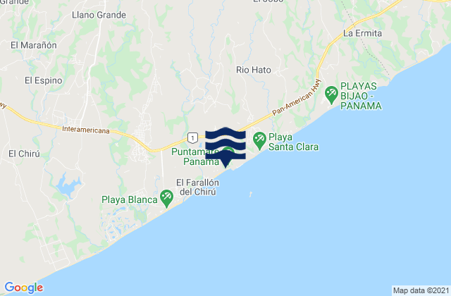 Distrito de Antón, Panamaの潮見表地図