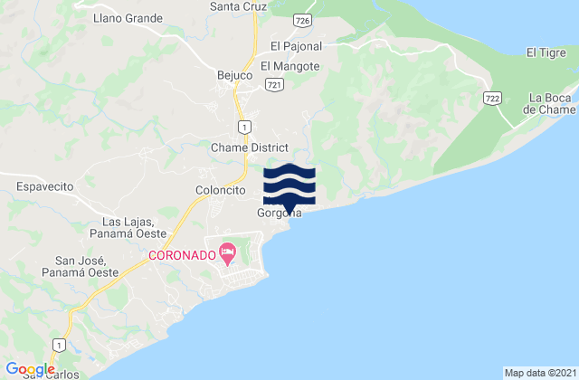 Distrito de Chame, Panamaの潮見表地図