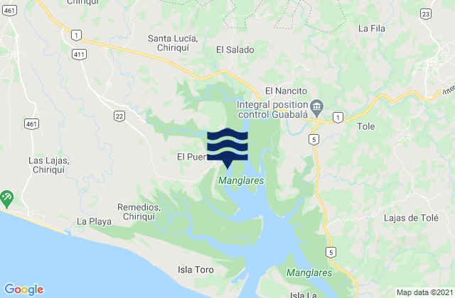 Distrito de Remedios, Panamaの潮見表地図