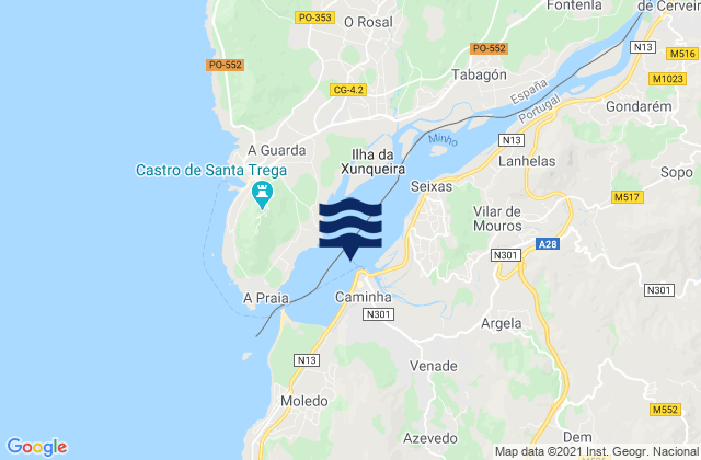 Distrito de Viana do Castelo, Portugalの潮見表地図