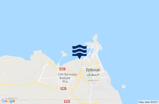 Djibouti Gulf of Aden, Somaliaの潮見表地図