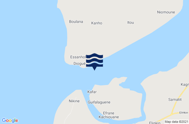 Djogue, Senegalの潮見表地図