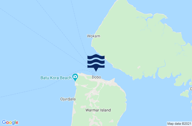 Dobo Wamar Island Aru Islands, Indonesiaの潮見表地図